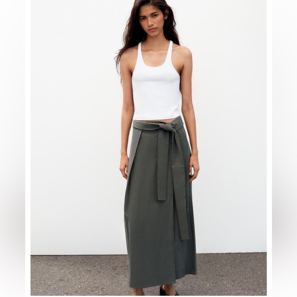 Zara Wrap-front Midi Skirt